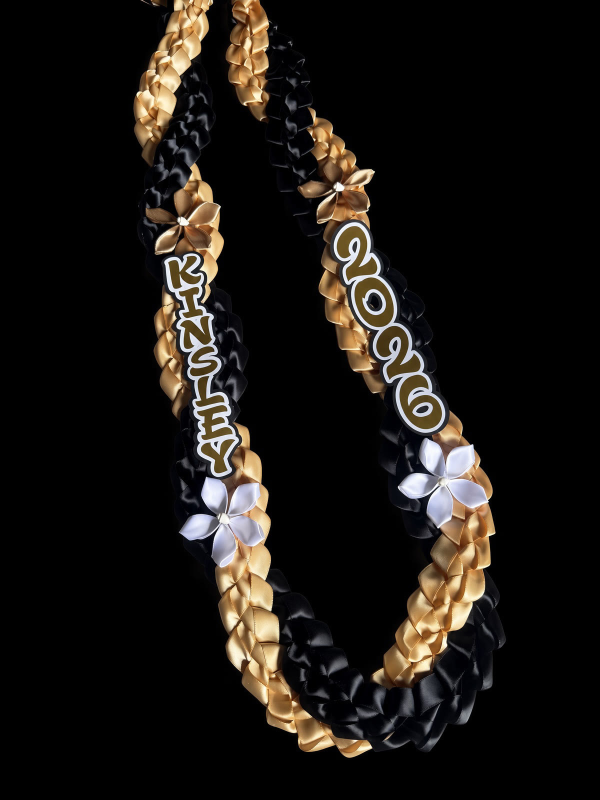 Gold and black braided ribbon lei KINSLEY 2026